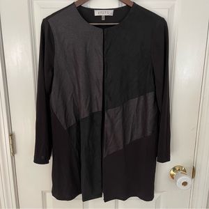 Kasper Black Mixed Media Cardigan